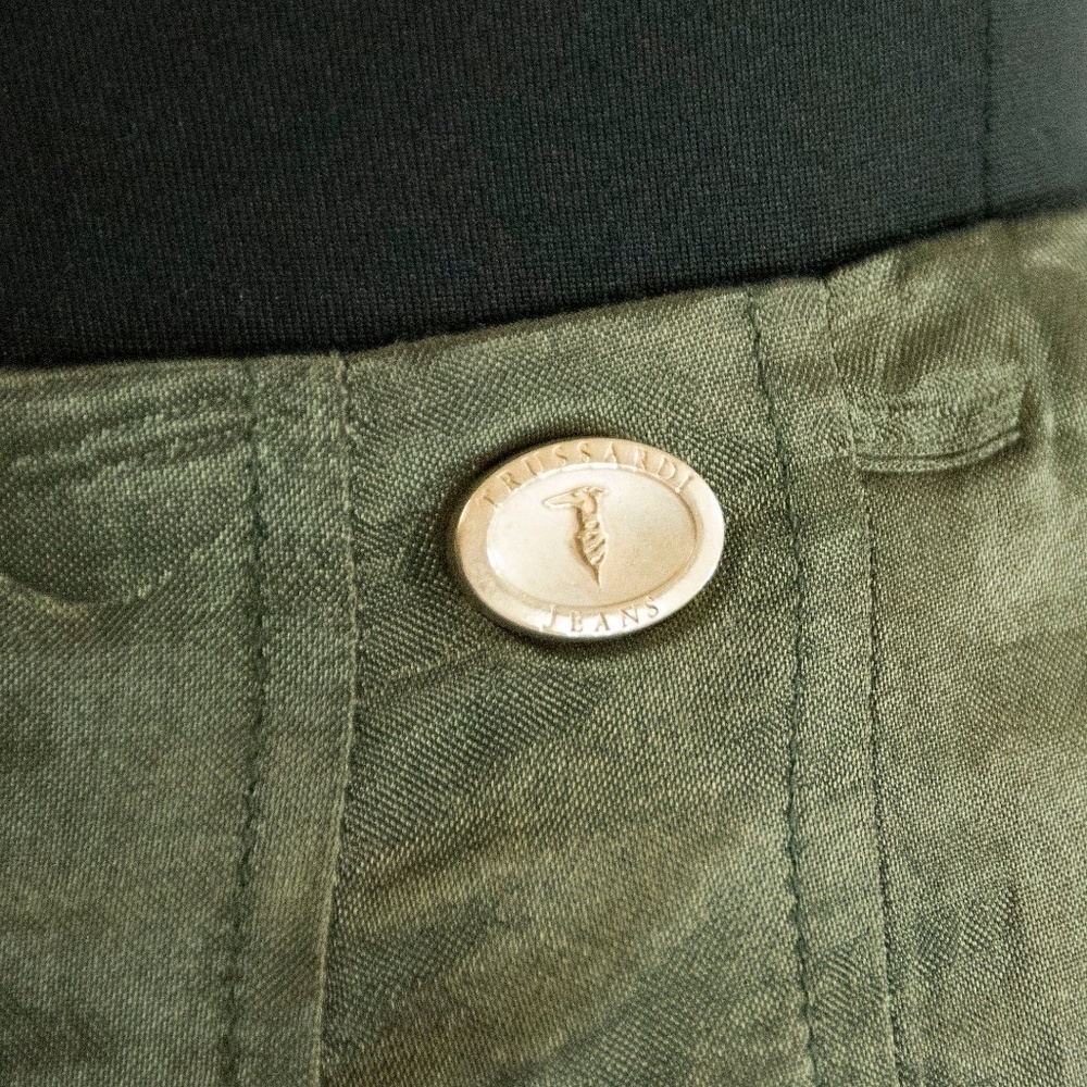 Trussardi Moss Green Satin Pleated Midi Skirt 46 - Picture 5 of 5